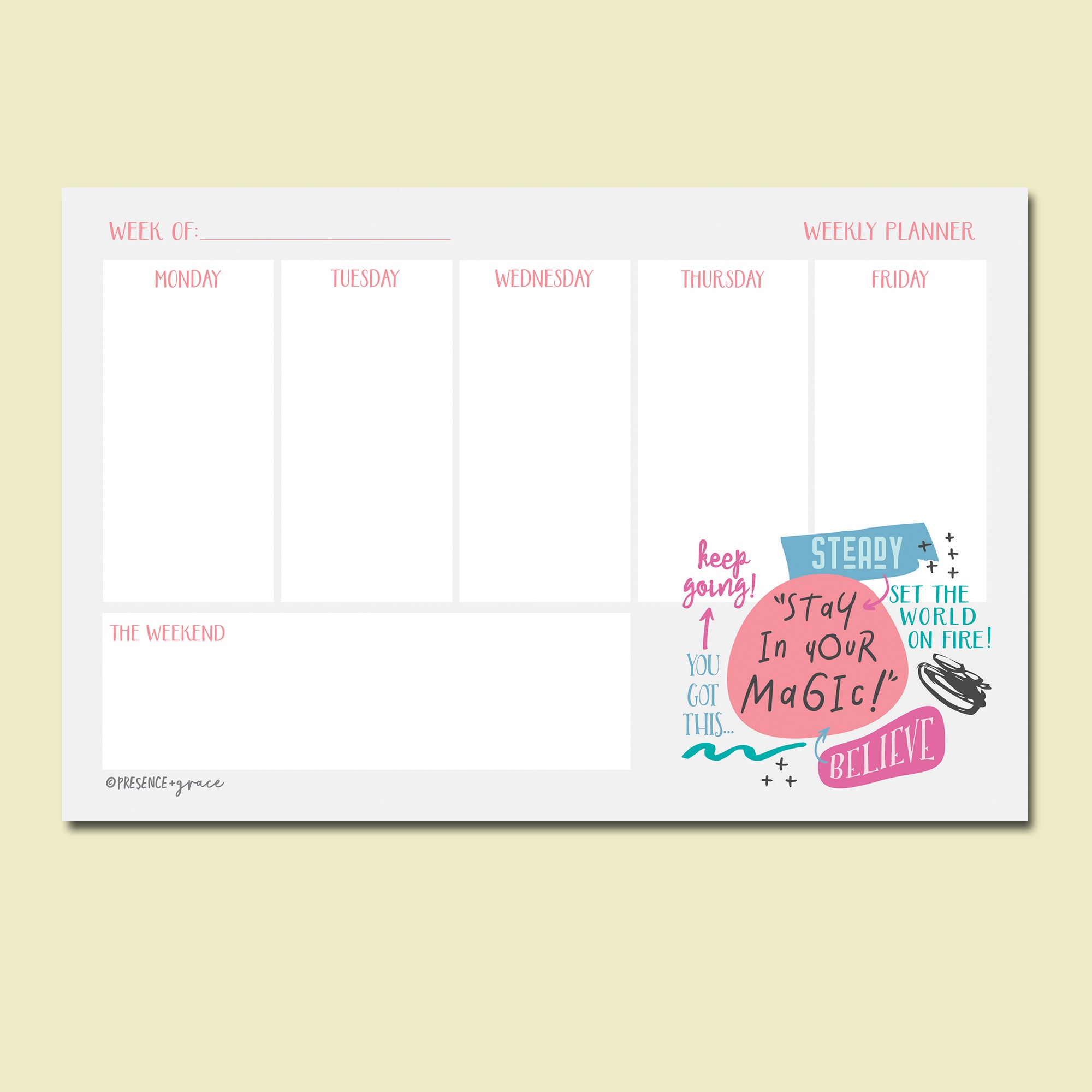 Stay In Your Magic Weekly Planner Notepad